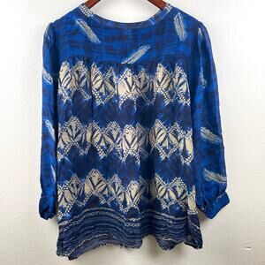 Lori Goldstein Womens Top Sz XL Sheer Boho Resort Tie Dye Beachy Flowy Travel
